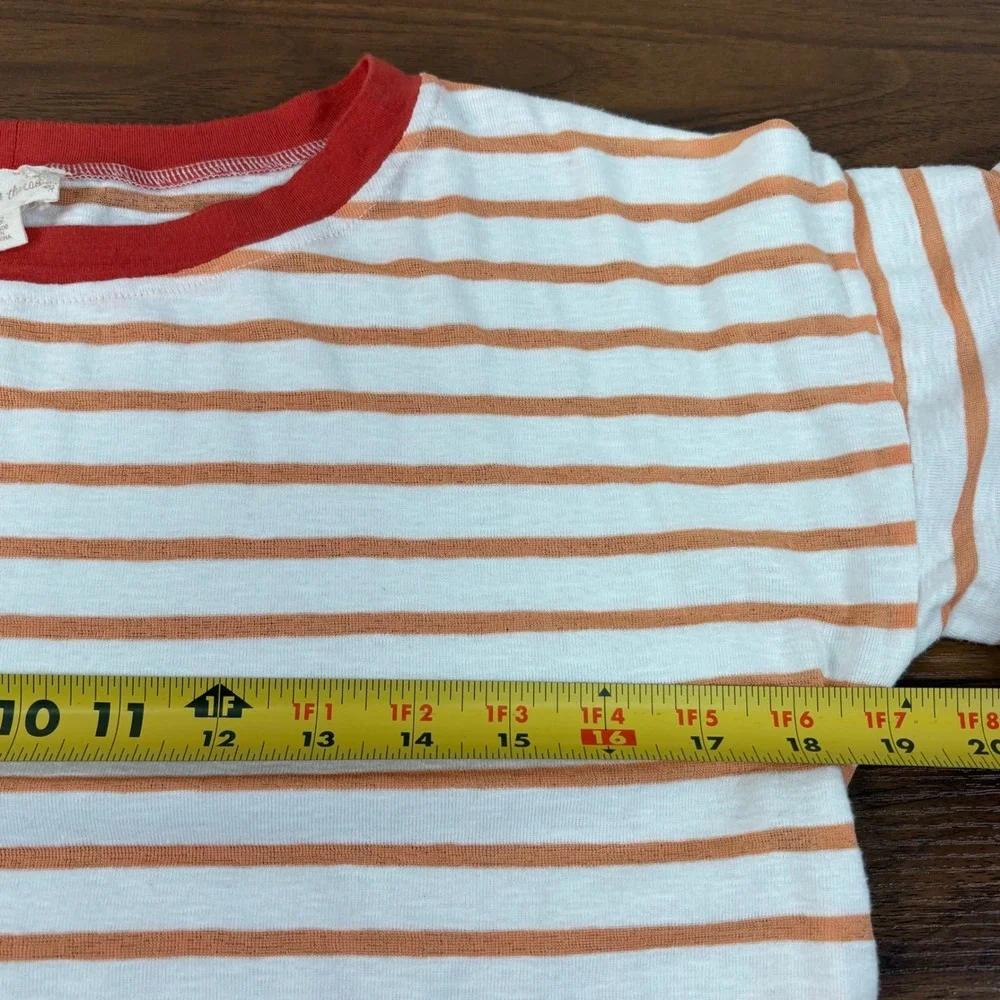 Hem &‎ Thread Womens Orange White Striped Ruffle Sleeve Knit Top Style 31858 XS